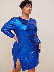 Plus Size At The Knee Sequin Strong Shoulder Dress, SURF THE WEB, alternate