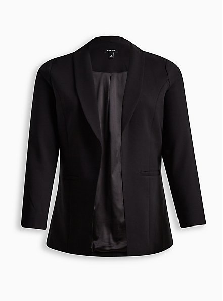 Plus Size Studio Refined Crepe Shawl Collar Blazer, DEEP BLACK, hi-res