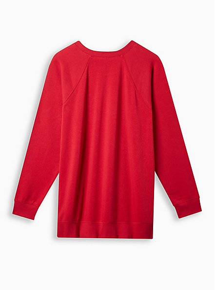 Naughty & Nice Classic Fit Cozy Fleece Crew Sequin Sweater, JESTER RED, alternate