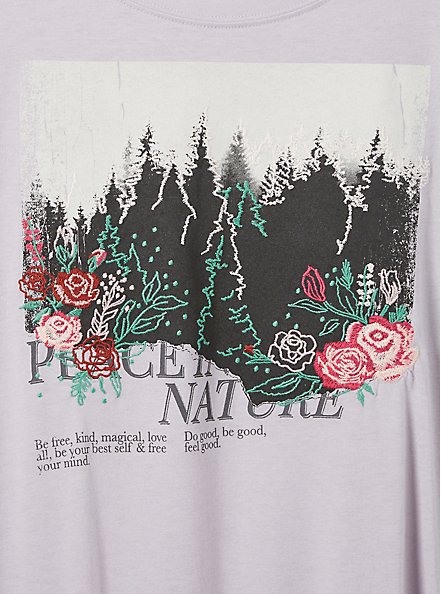 Peace In Nature Everyday Signature Jersey Crew Neck Embroidery Tee, RAINDROP, alternate