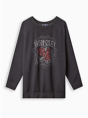 Whiskey Rose Relaxed Fit Super Soft Fleece Crew Neck Tunic , DEEP BLACK, hi-res