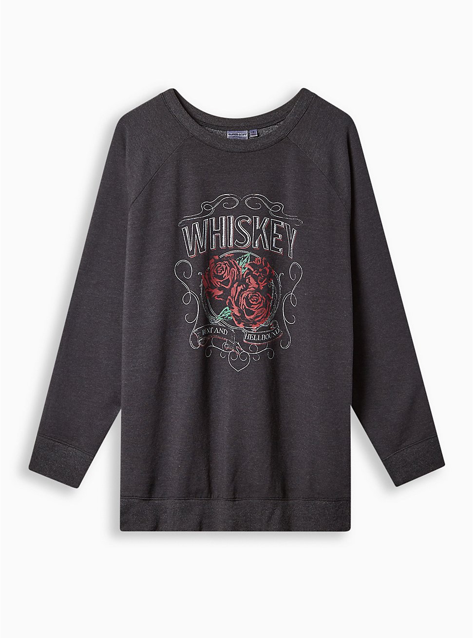 Whiskey Rose Relaxed Fit Super Soft Fleece Crew Neck Tunic , DEEP BLACK, hi-res