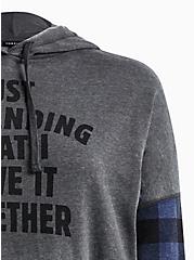 Pretending I Have It Together Relaxed Fit Cozy Fleece Tunic Hoodie, CHARCOAL, alternate