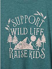 Support Wildlife Raise Kids Everyday Signature Jersey Crew Neck tee, BOTANICAL GREEN, alternate