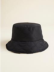 Plus Size Reversible Nylon Plaid Bucket Hat, BLACK, alternate