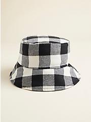 Plus Size Reversible Nylon Plaid Bucket Hat, BLACK, hi-res