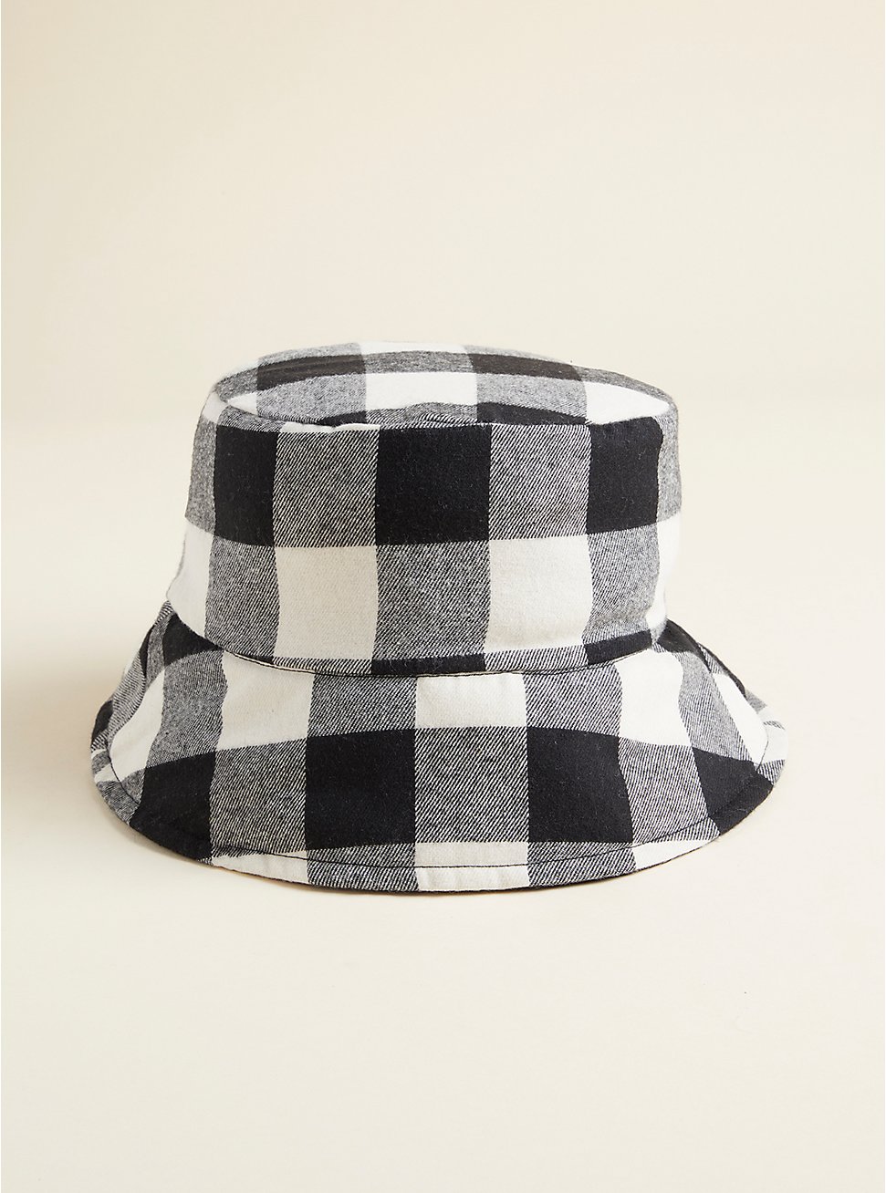 Plus Size Reversible Nylon Plaid Bucket Hat, BLACK, hi-res