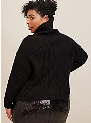 Chunky Pullover Mock Neck Sweater, BLACK, alternate