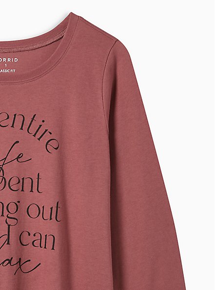 My Entire Life Classic Fit Signature Jersey Crew Neck Long Sleeve Tee, WILD GINGER BURGUNDY, alternate