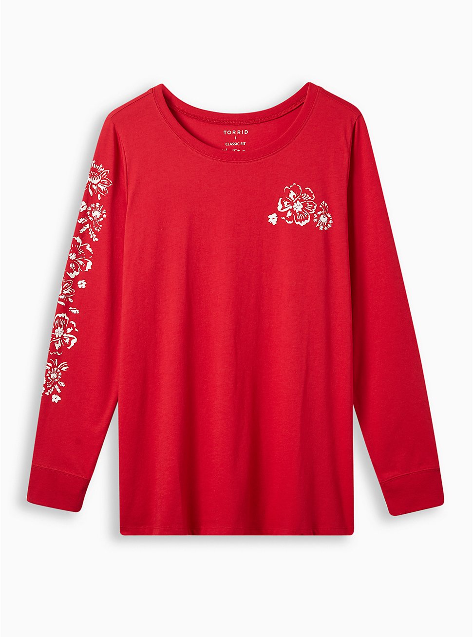 Flowers Classic Fit Signature Jersey Crew Neck Long Sleeve Tee, JESTER RED, hi-res