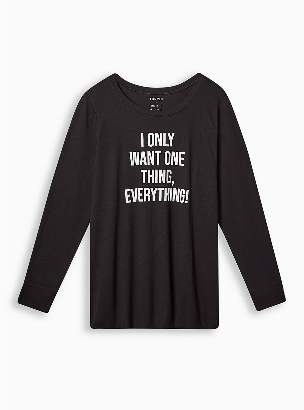 I Want One Thing Classic Fit Signature Jersey Crew Neck Long Sleeve Tee, DEEP BLACK, hi-res