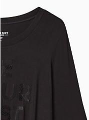 Be Your Best Self Slim Fit Super Soft Crew Neck Embroidery Detail Tee, DEEP BLACK, alternate
