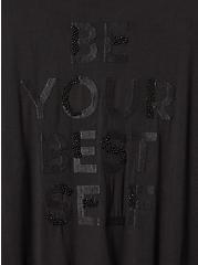 Be Your Best Self Slim Fit Super Soft Crew Neck Embroidery Detail Tee, DEEP BLACK, alternate