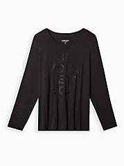 Be Your Best Self Slim Fit Super Soft Crew Neck Embroidery Detail Tee, DEEP BLACK, hi-res