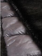 Fur Nylon Reversible Scarf, BLACK, alternate