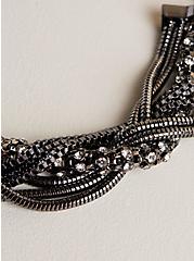 Rhinestone and Chain Twist Clasp Bracelet, , alternate