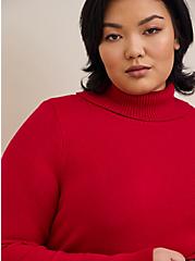 Pullover Turtle Neck Sweater, RED, alternate