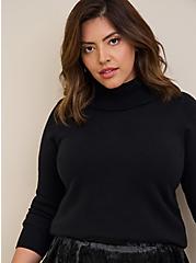 Pullover Turtle Neck Sweater, BLACK, hi-res