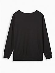 Plus Size Cry-Baby Cozy Fleece Crew Neck Sweatshirt, VINTAGE BLACK, alternate