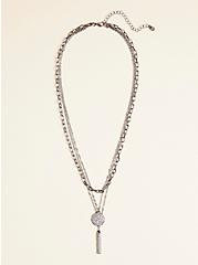 Pave Disc Layered Necklace, , hi-res