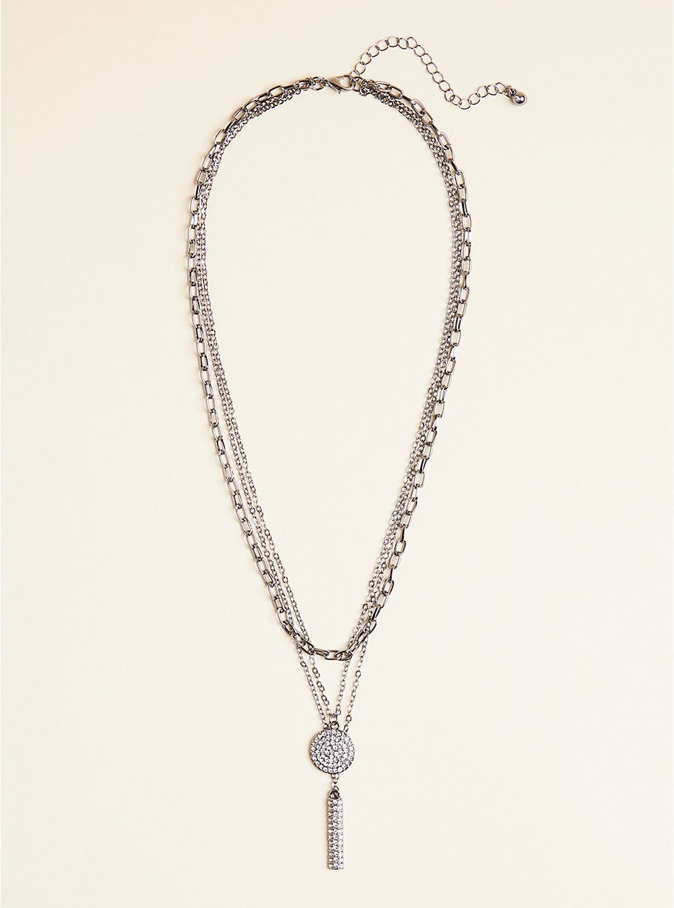 Pave Disc Layered Necklace, , hi-res