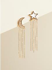 Moon and Star Mismatched Earrings. , , hi-res