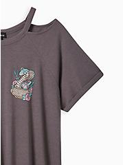 Plus Size Snake Charmer Classic Fit Triblend Cold Shoulder Tee, GREY, alternate