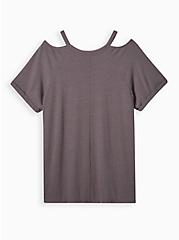 Plus Size Snake Charmer Classic Fit Triblend Cold Shoulder Tee, GREY, alternate