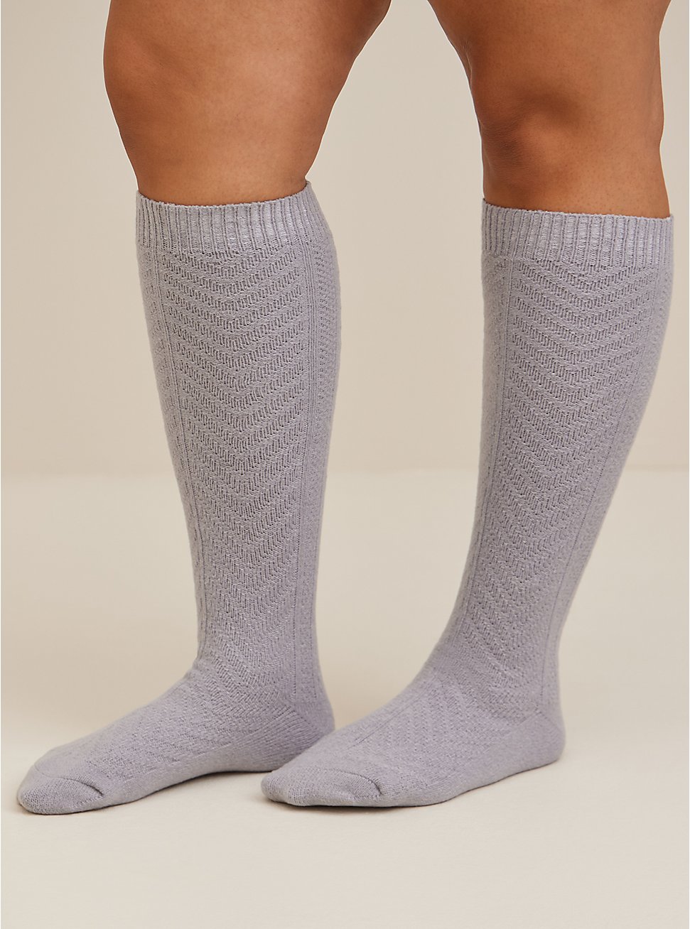 Cable Knit Knee-High, GREY, hi-res