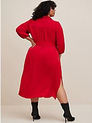 Tea Length Studio Refined Woven Shirt Dress, BIKING RED BLACK, alternate