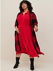 Tea Length Studio Refined Woven Shirt Dress, BIKING RED BLACK, alternate