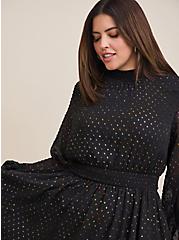 Mini Clip Dot Blouson Sleeve Dress, DEEP BLACK, alternate