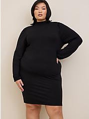 Mini Jersey Blouson Sleeve Bodycon Dress, FLORAL BLACK, hi-res