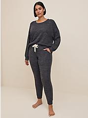 Super Soft Plush Full Length Cable Lounge Jogger, HEATHERED CHARCOAL, alternate