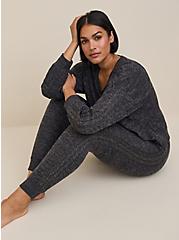 Super Soft Plush Full Length Cable Lounge Jogger, HEATHERED CHARCOAL, hi-res