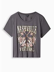Nashville Classic Fit Polyester Cotton Crew Crop Tee, BEET RED, hi-res