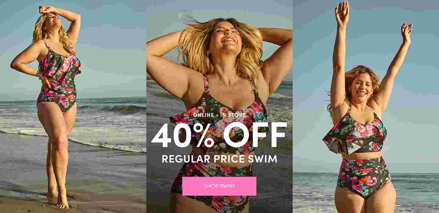 Online + In Store 40% Off Regular Swim. Shop Swim