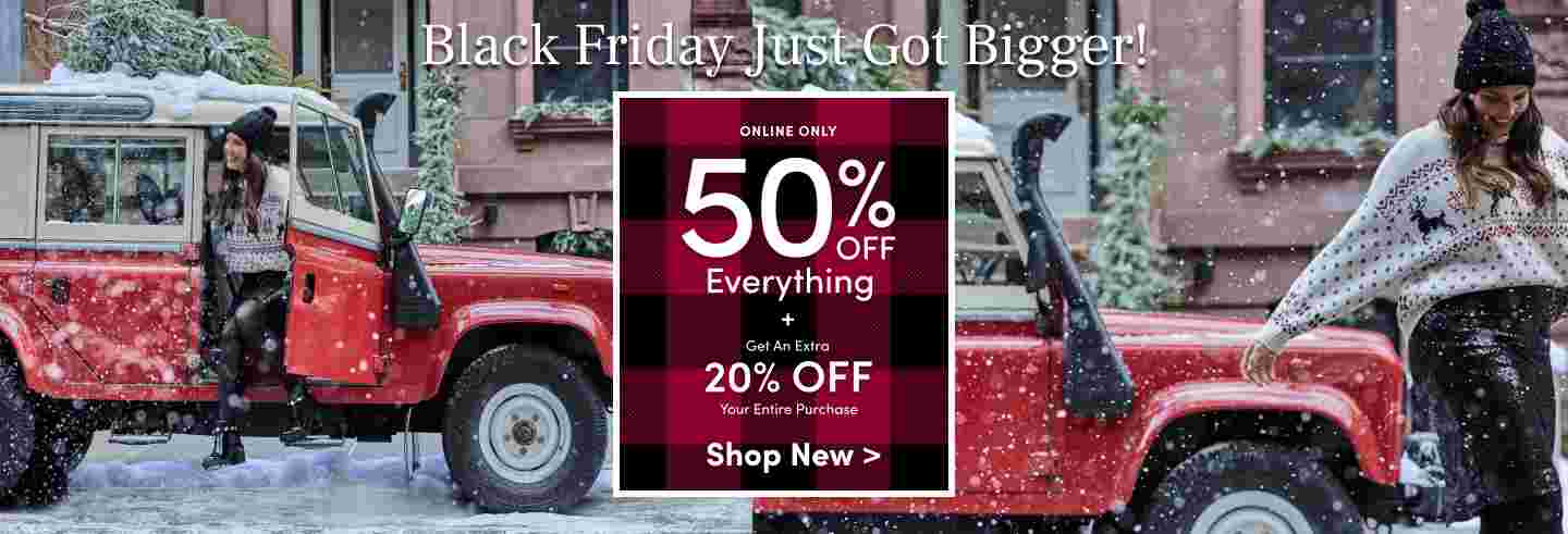 50% OFF Everything + 20% Off Purchase. Shop New