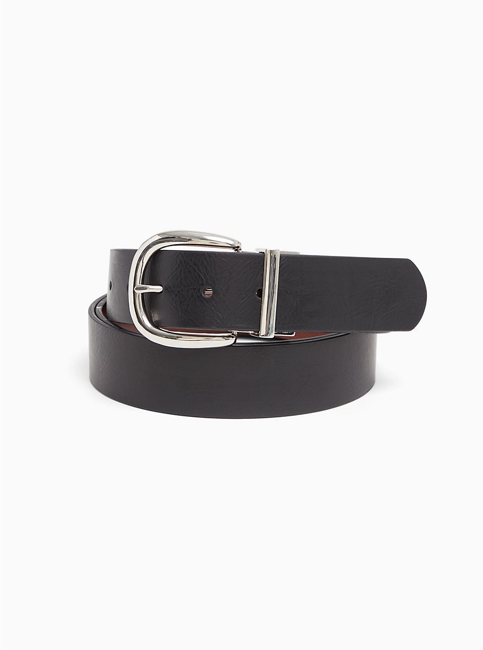 Reversible Faux Leather Buckle Belt, DEEP BLACK, hi-res