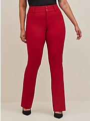 Plus Size Trouser Slim Boot Studio Luxe Ponte Mid-Rise Pant, RED DHALIA, alternate